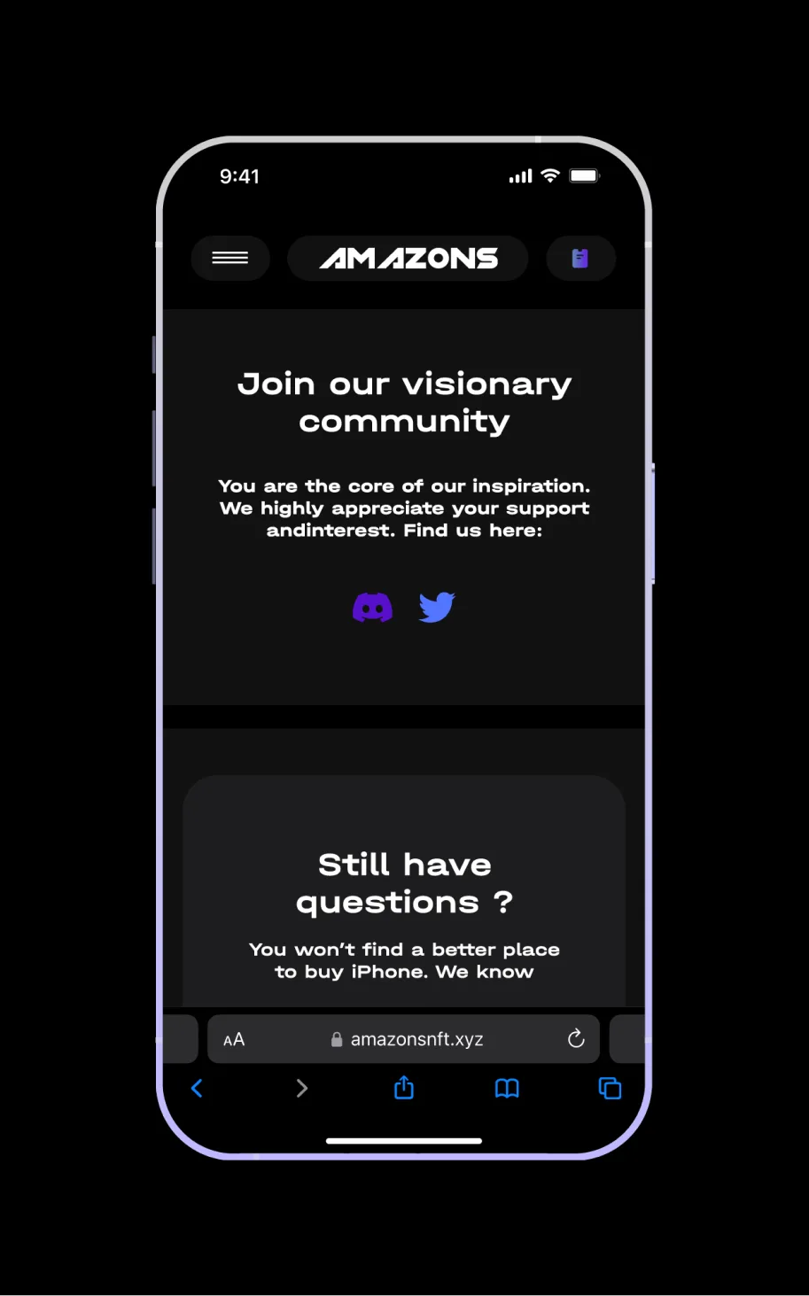Amazons NFT — amazonsnft.xyz website design